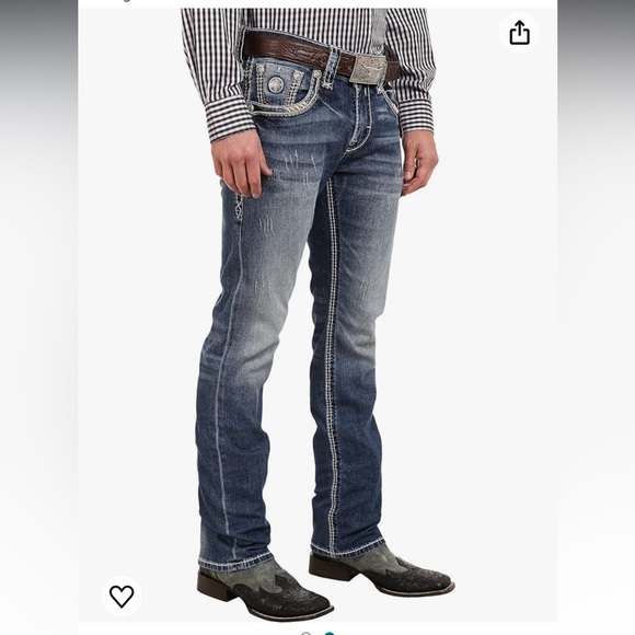 Rock Revival Men's Mathis J Straight Leg Jean in Medium Indigo size 44 - Picture 2 of 8